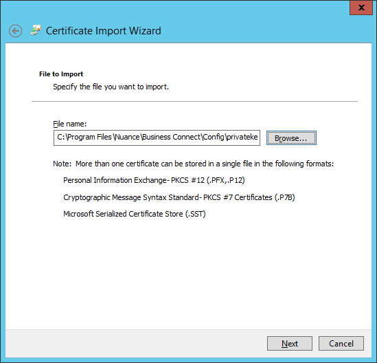 Certificate Import Wizard Certificate Import Wizard