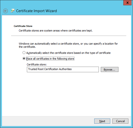 Certificate Import Wizard store Certificate Import Wizard store