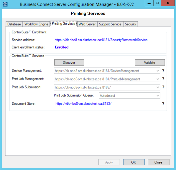 Printing configuration Printing configuration
