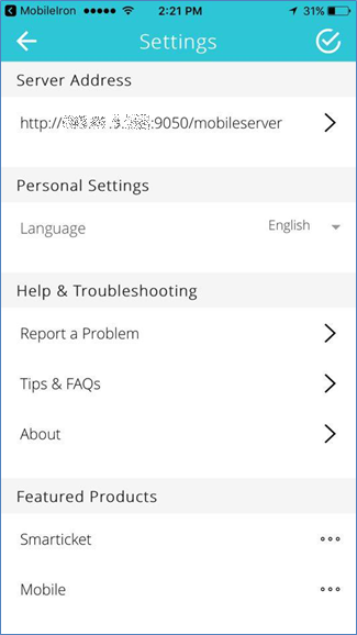 Mobile app - server address Mobile app - server address