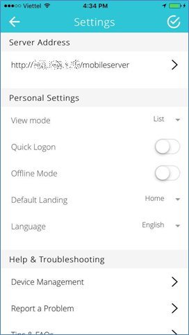 Mobile app - server address Mobile app - server address