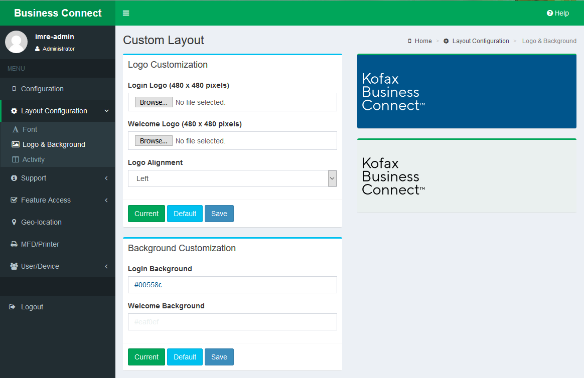 Layout Configuration - Logo and Background Layout Configuration - Logo and Background