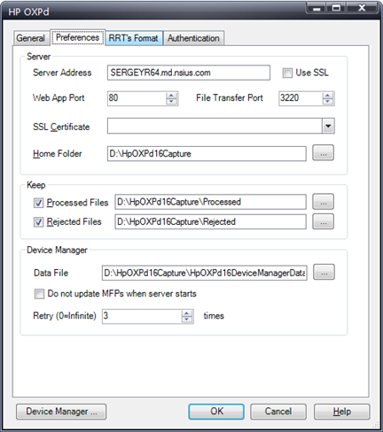 Sample component settings for IIS Sample component settings for IIS