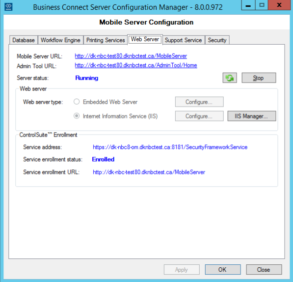 Web server configuration