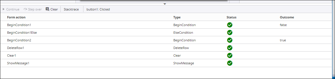 Form debug condition