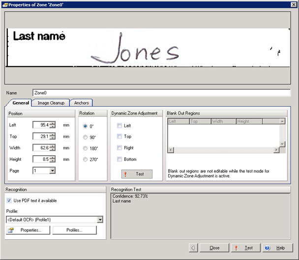 An image that shows the results when a blank out zone is not used to cover the label An image that shows the results when a blank out zone is not used to cover the label