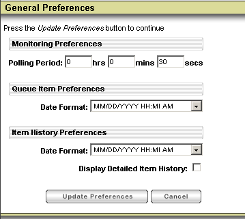 General preferences window