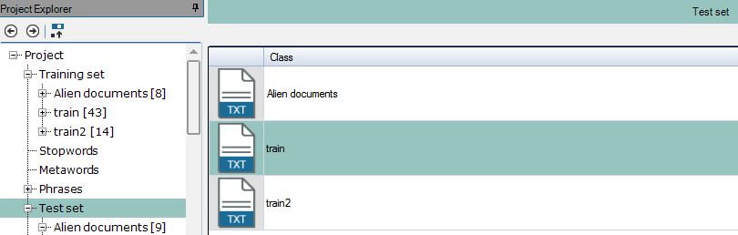 Test set with classes