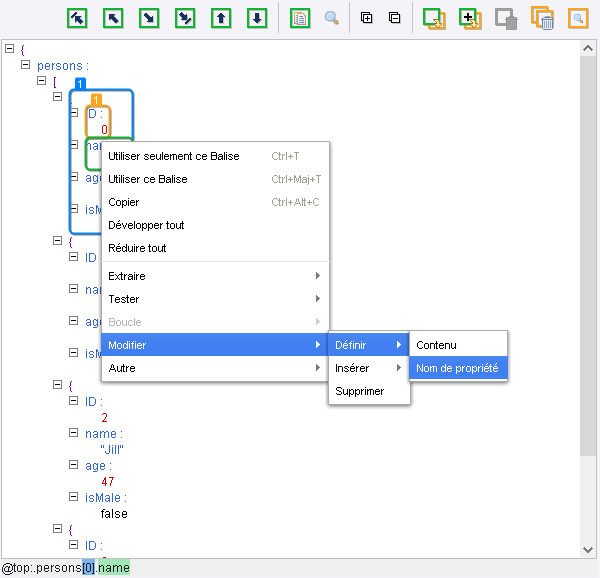 Exemple d'activité de l'étape JSON