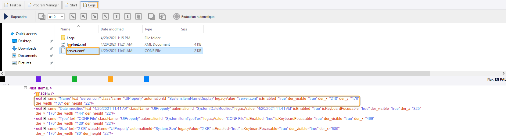 Recherche d'un élément «&nbsp;edit&nbsp;» qui a un attribut «&nbsp;text&nbsp;» avec la valeur «&nbsp;server.conf&nbsp;»