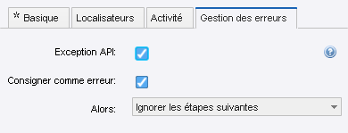 Traitement des erreurs, ignorer l'étape suivante