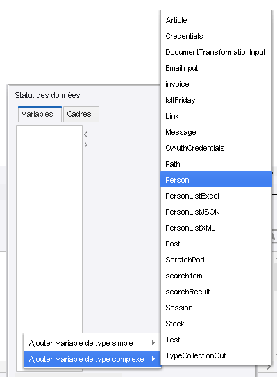 Ajouter Variable de type complexe