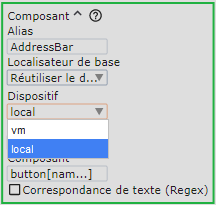 Sélecteur de dispositif dans un localisateur Sélecteur de dispositif dans un localisateur