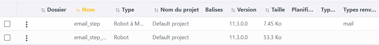 Déclencher le robot dans la liste des robots de la Management Console