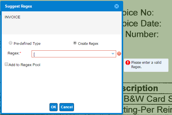 Newly created regex is validated