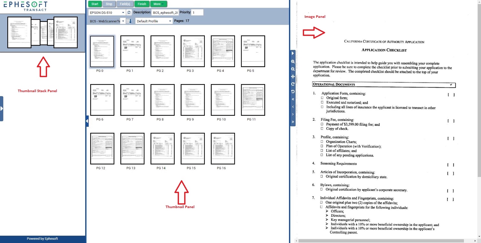 Web Scanner user interface