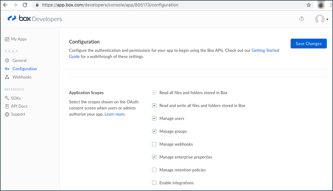 Box Developers properties