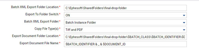 Configuration of Copy Batch XML plugin