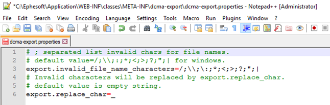 dcma-export.properties File