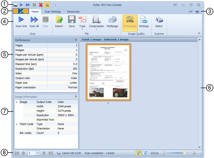 Kofax VRS Test Console